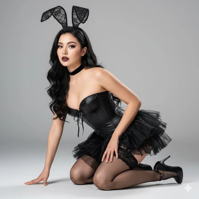 AI Girl Prompt - 超现实主义哥特式兔子工作室肖像